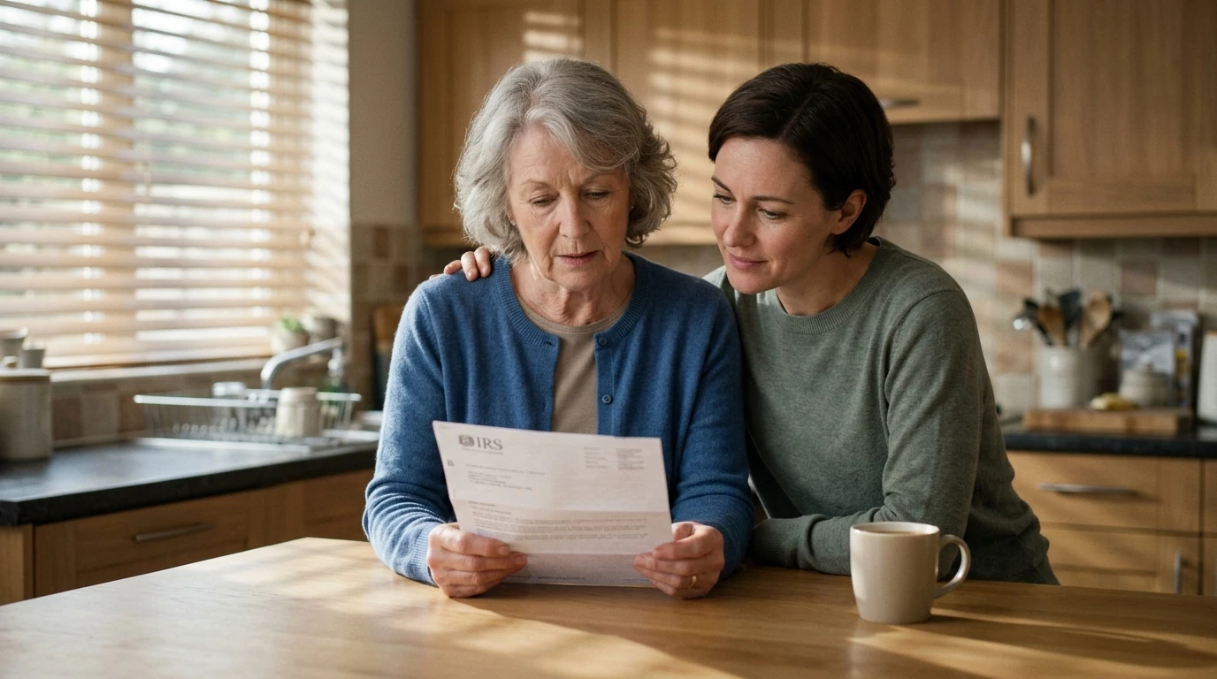 A person reviewing an IRS CP90 notice at home.