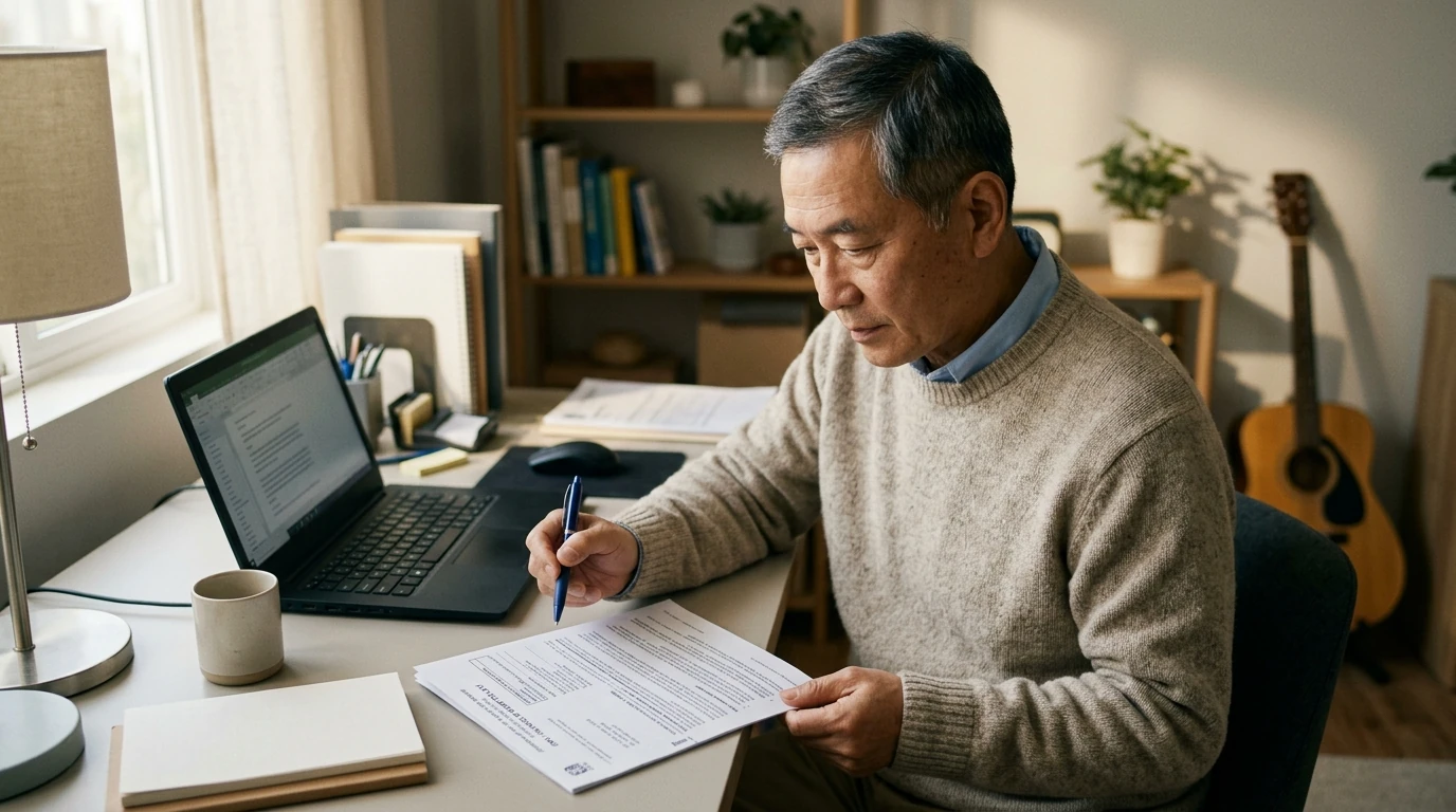 A person reviewing an IRS CP91 notice at home.