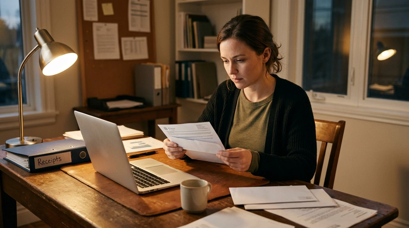 A person reviewing an IRS IRS notice at home.