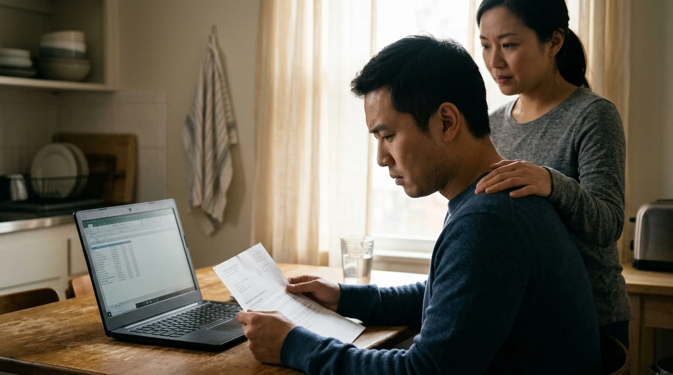 A person reviewing an IRS IRS notice at home.