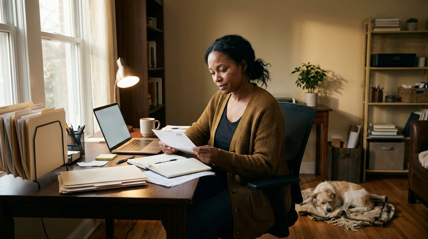 A person reviewing an IRS IRS notice at home.