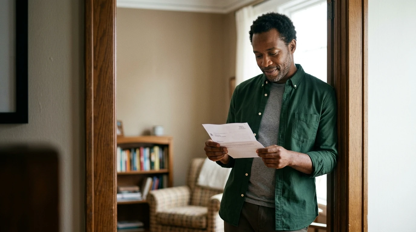 A person reviewing an IRS IRS notice at home.