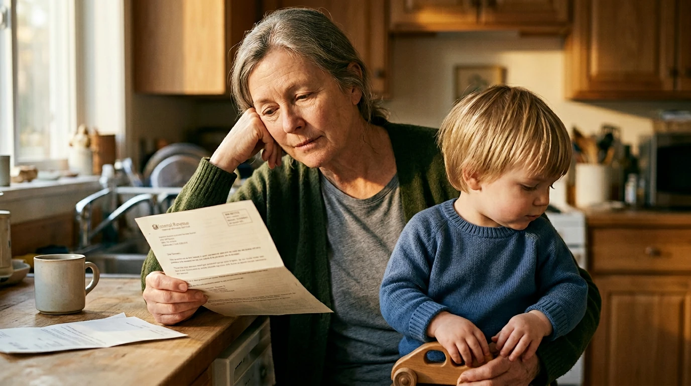 A person reviewing an IRS IRS notice at home.