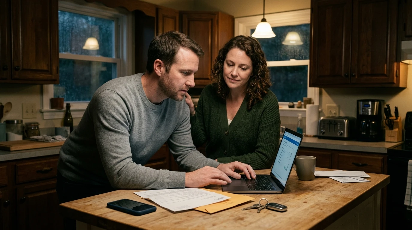A person reviewing an IRS IRS notice at home.