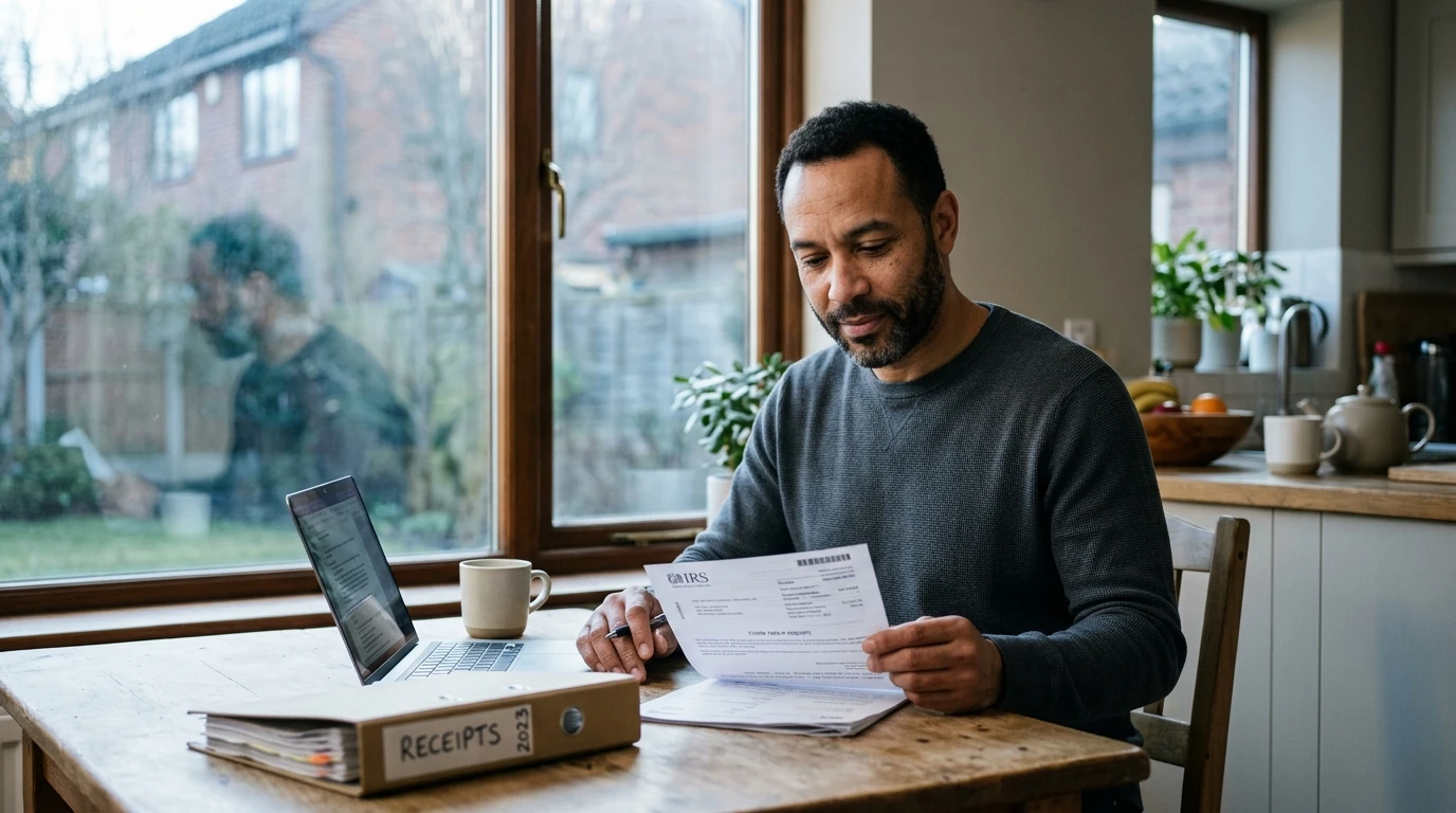A person reviewing an IRS IRS notice at home.