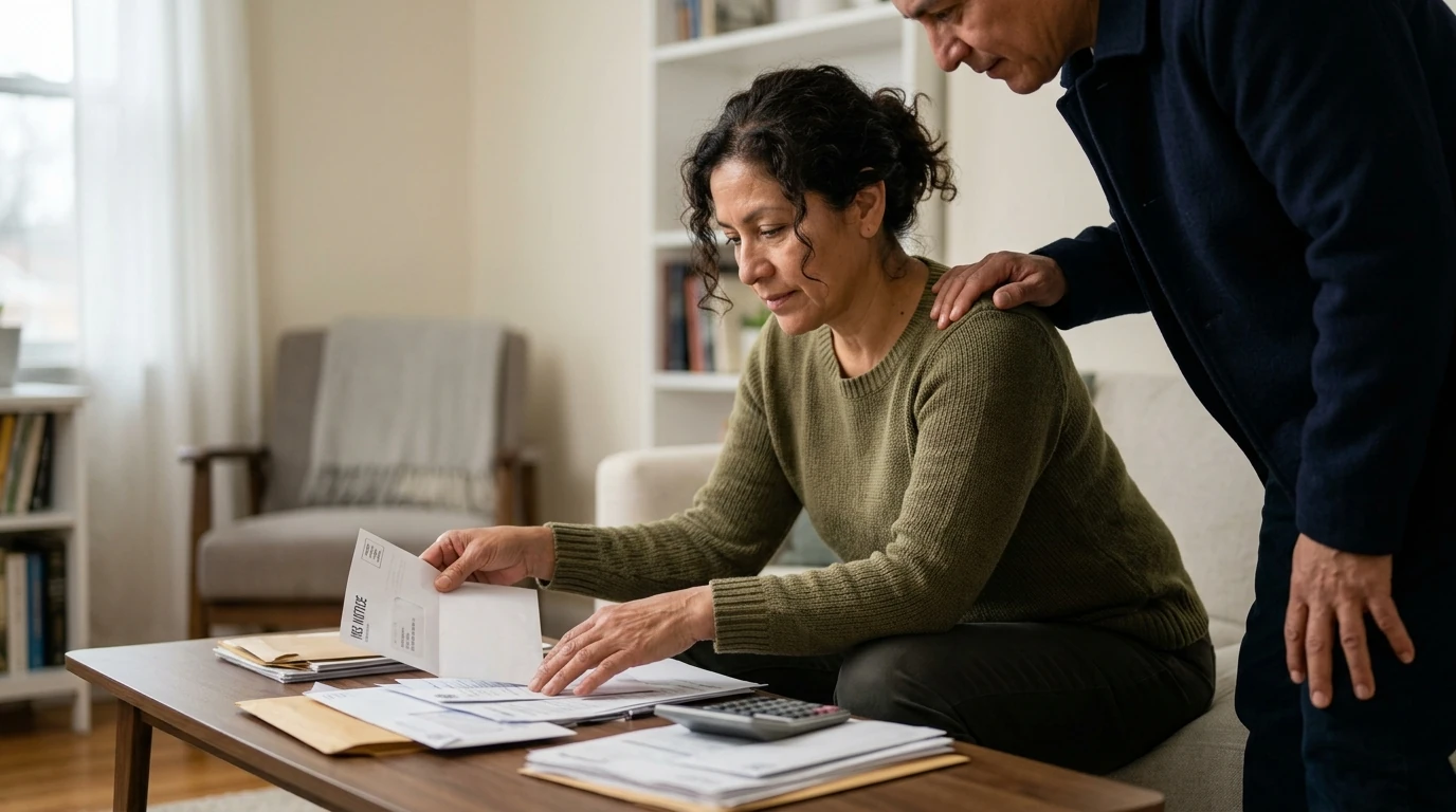 A person reviewing an IRS IRS notice at home.