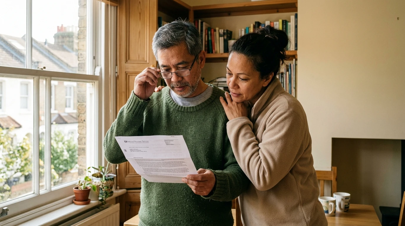 A person reviewing an IRS IRS notice at home.