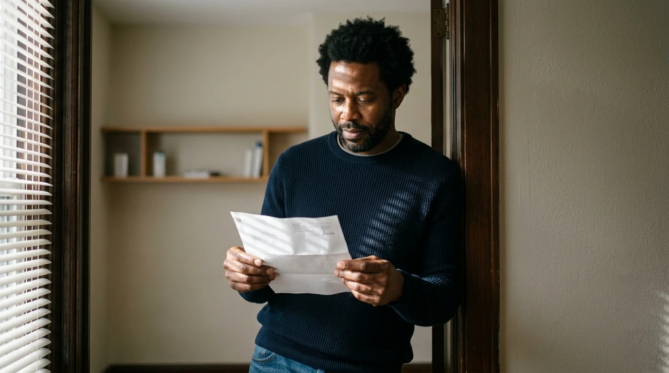 A person reviewing an IRS IRS notice at home.