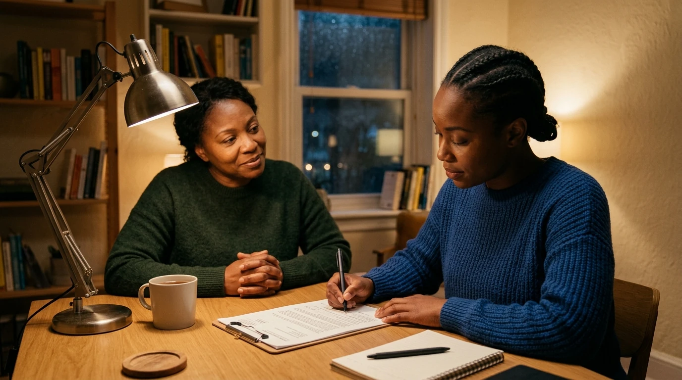 A person reviewing an IRS IRS notice at home.
