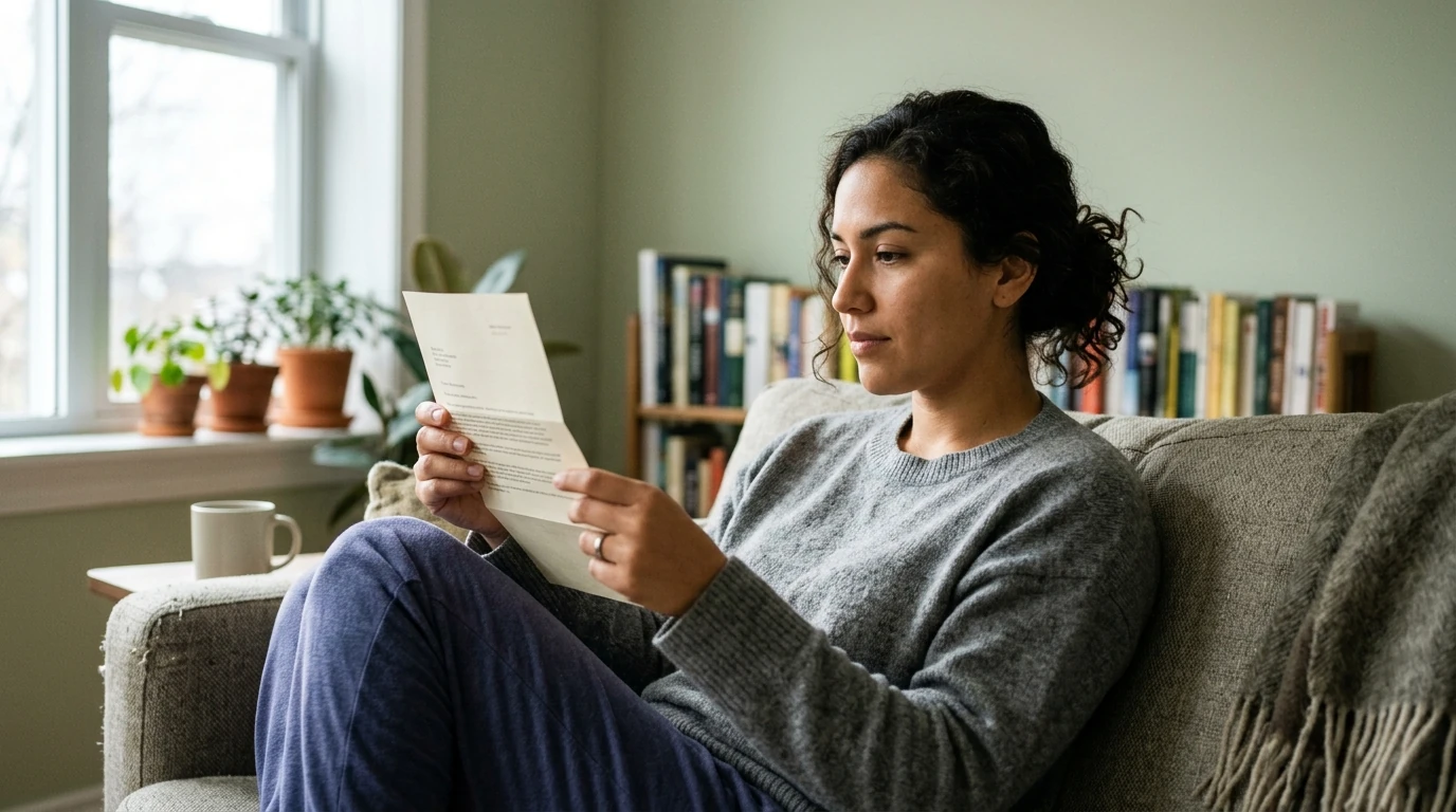 A person reviewing an IRS IRS notice at home.