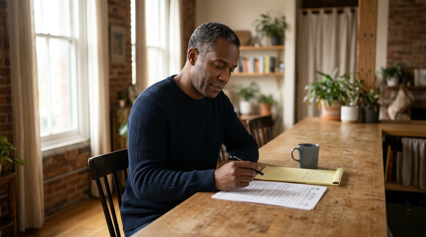 A person reviewing an IRS Form 2848 at home.