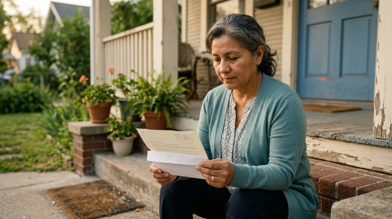 A person reviewing an IRS Form 433 at home.