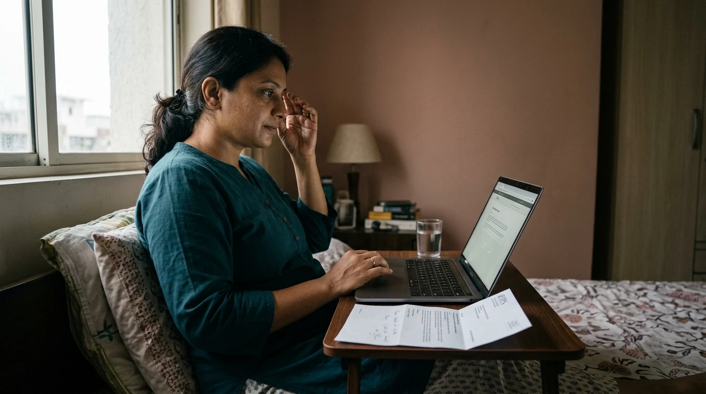 A person reviewing an IRS IRS notice at home.