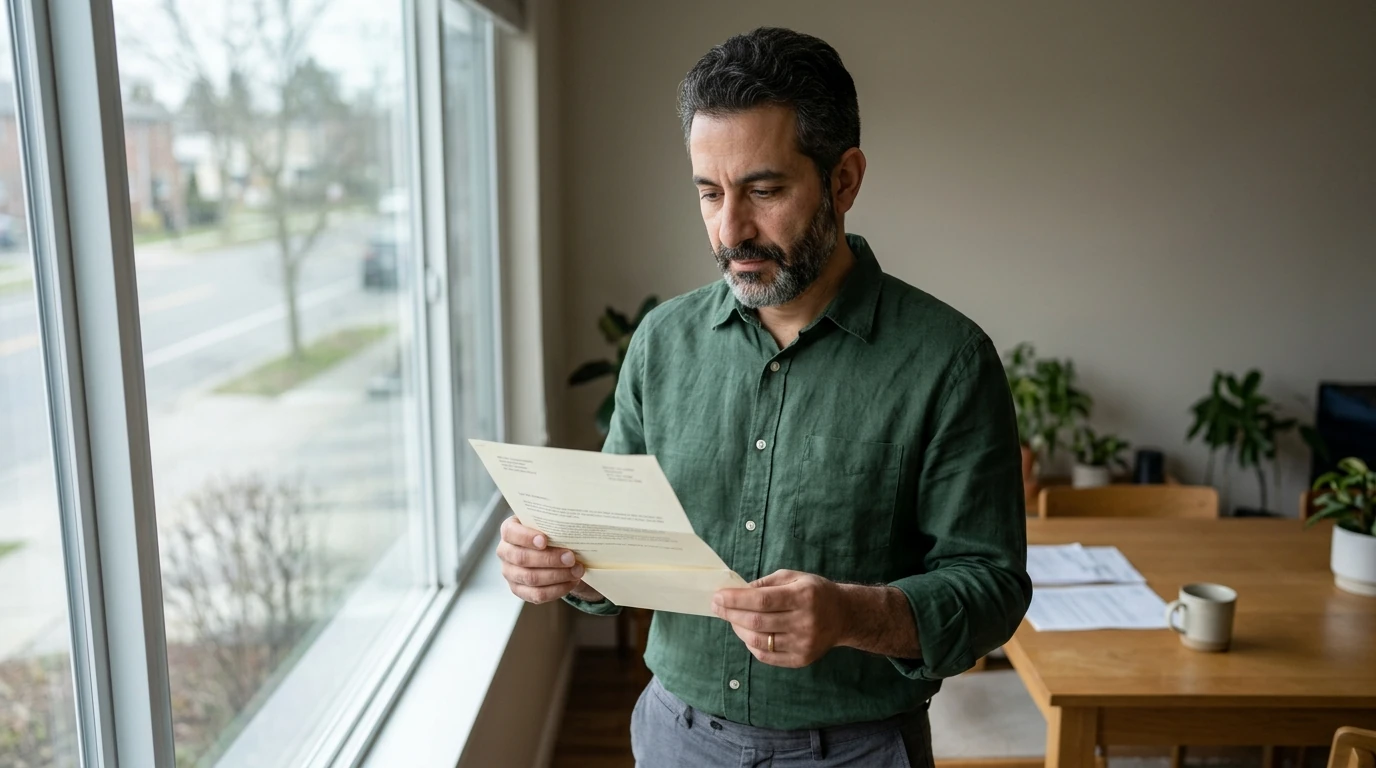 A person reviewing an IRS IRS notice at home.