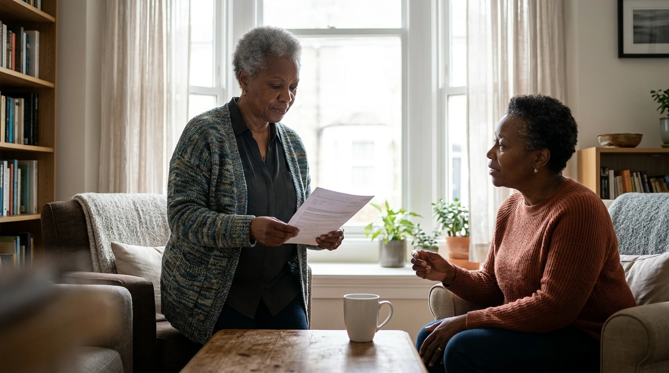 A person reviewing an IRS IRS notice at home.