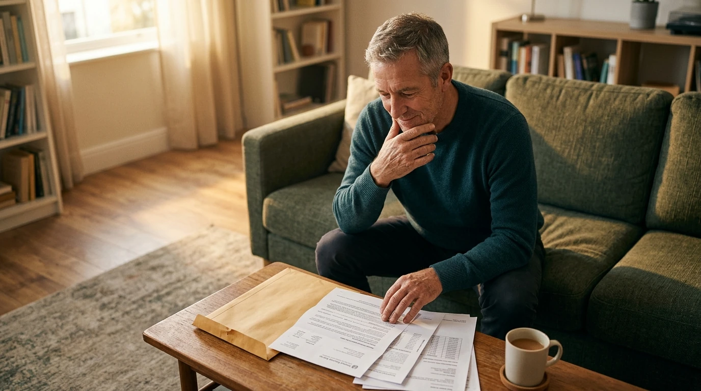 A person reviewing an IRS IRS notice at home.