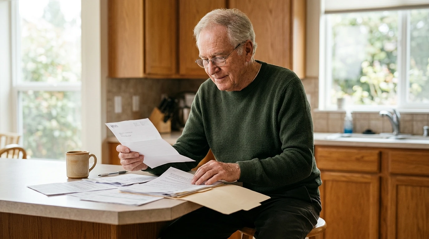 A person reviewing an IRS IRS notice at home.