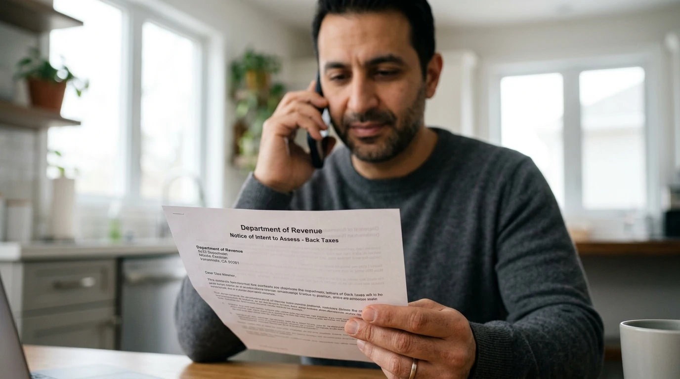 A person reviewing an IRS IRS notice at home.