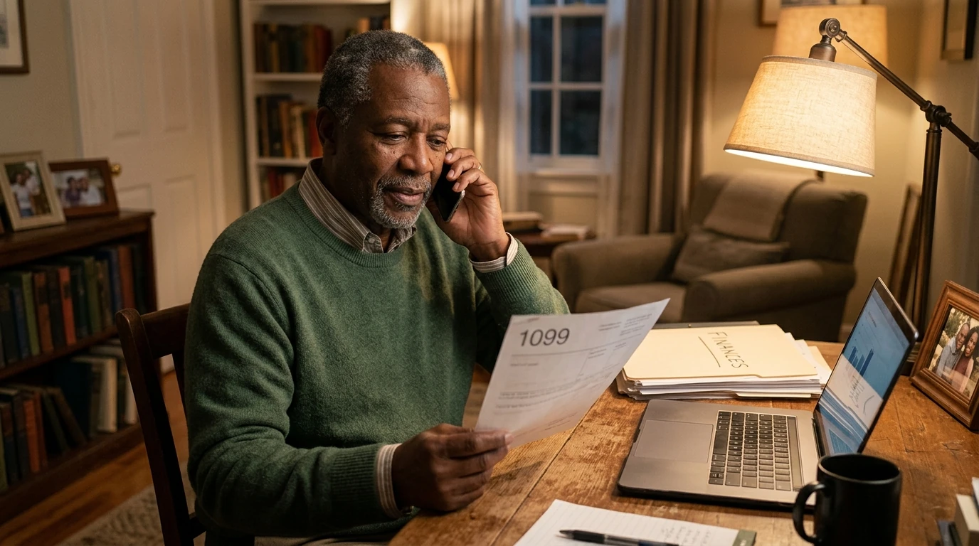 A person reviewing an IRS IRS notice at home.