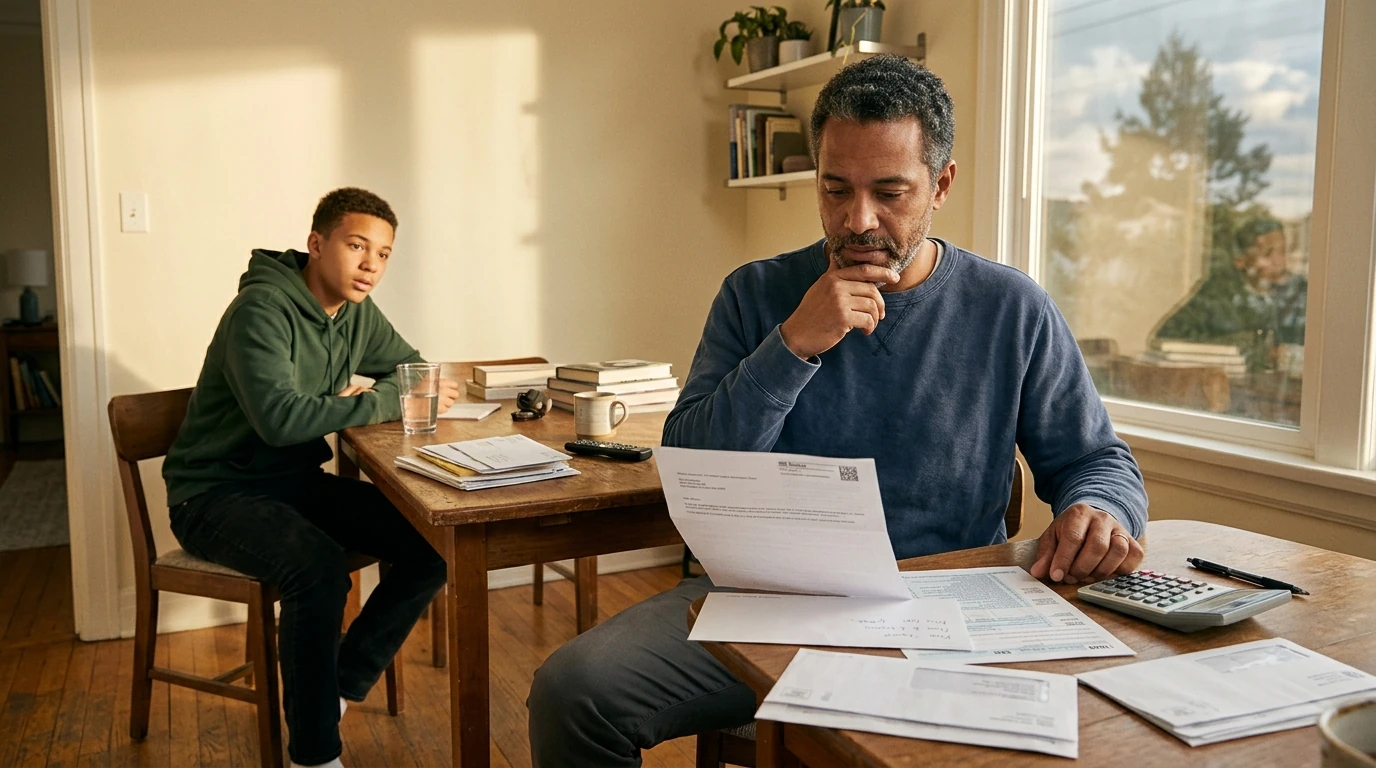 A person reviewing an IRS IRS notice at home.