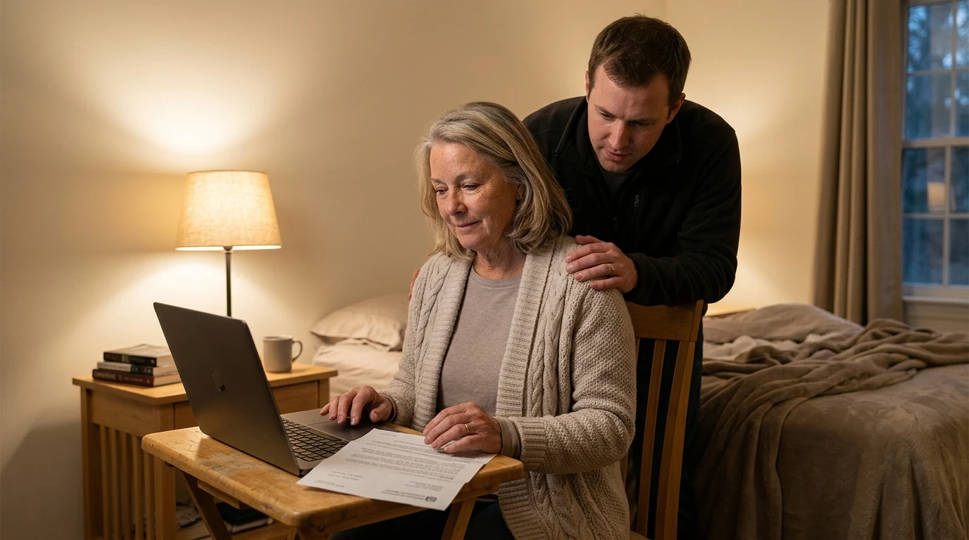 A person reviewing an IRS IRS notice at home.