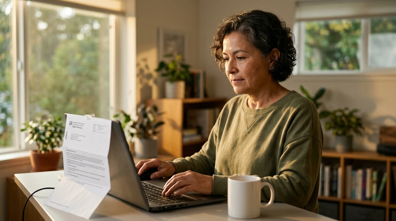 A person reviewing an IRS IRS notice at home.