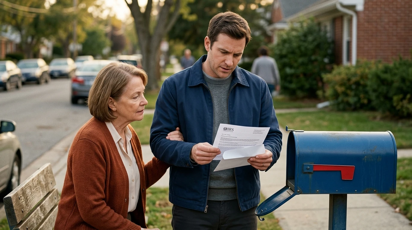 A person reviewing an IRS IRS notice at home.