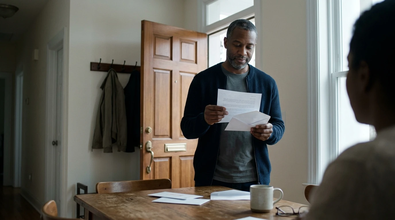 A person reviewing an IRS IRS notice at home.