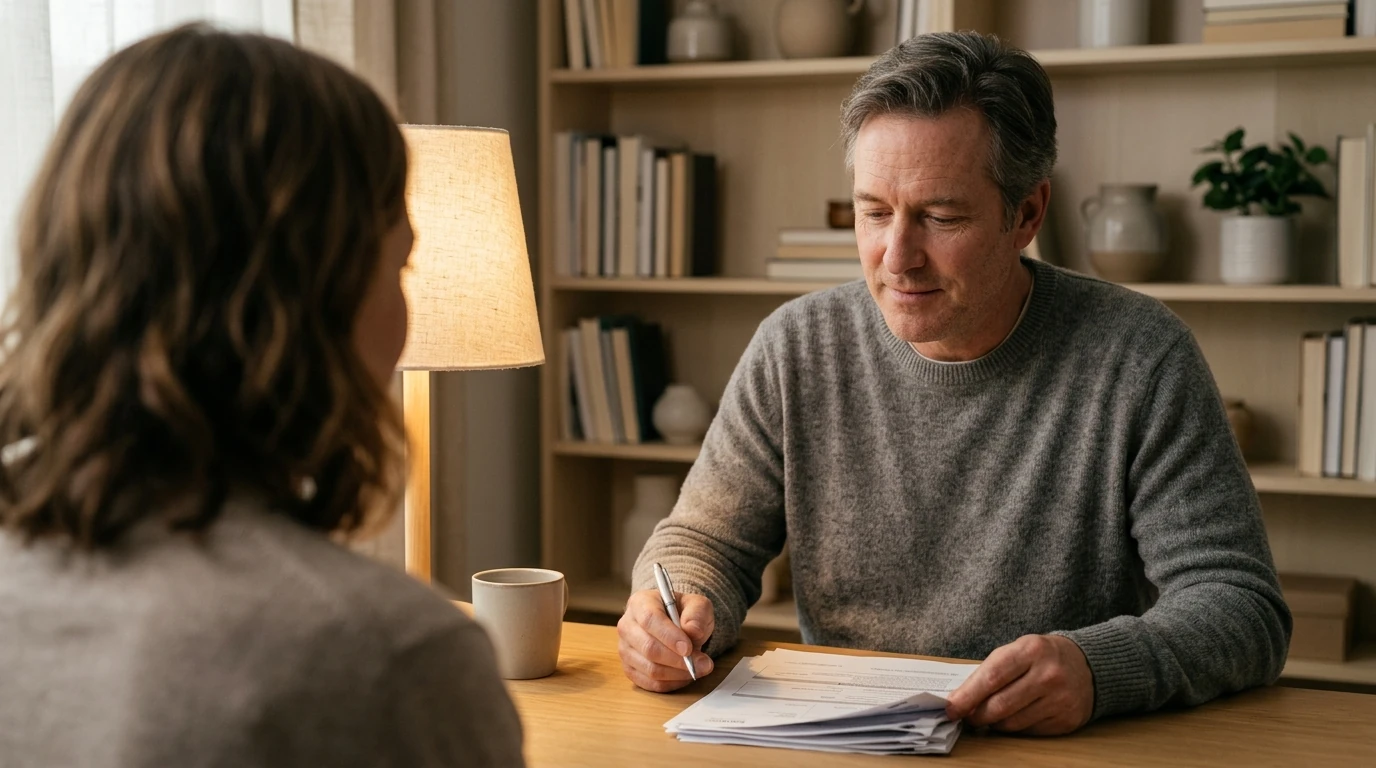 A person reviewing an IRS IRS notice at home.