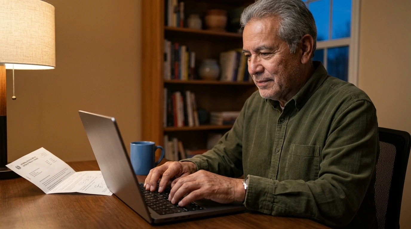 A person reviewing an IRS IRS notice at home.