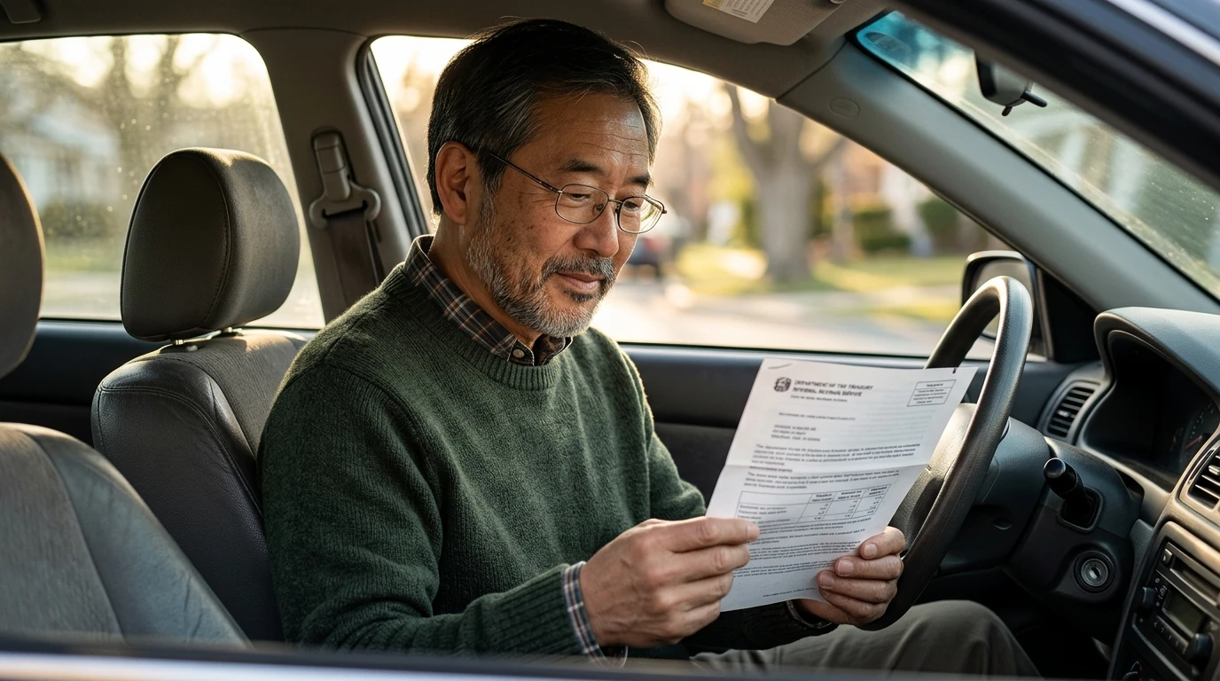 A person reviewing an IRS IRS notice at home.