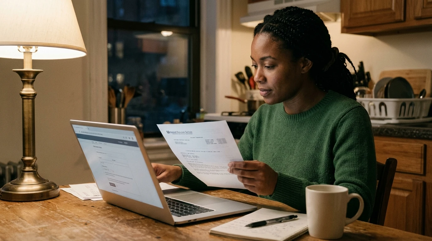 A person reviewing an IRS IRS notice at home.