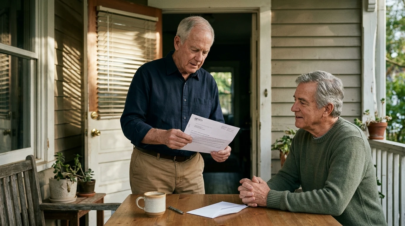 A person reviewing an IRS IRS notice at home.