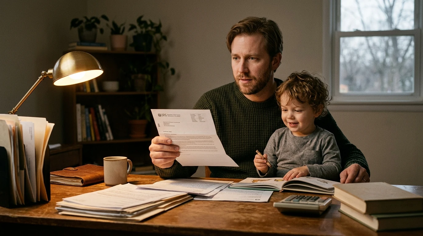 A person reviewing an IRS IRS notice at home.