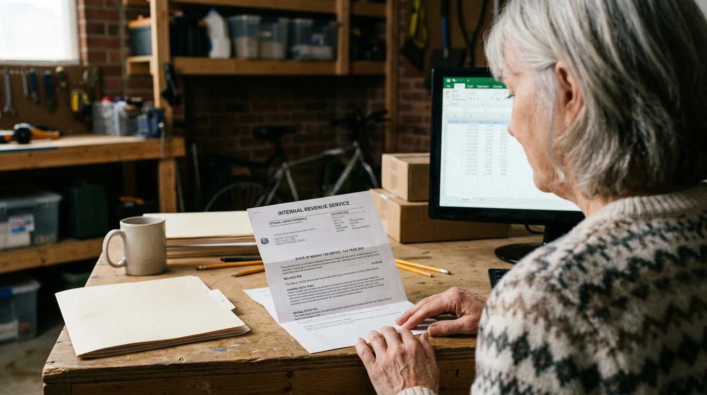 A person reviewing an IRS IRS notice at home.