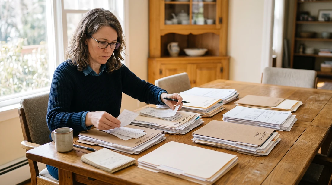 A person at home reviewing paperwork about IRS Audit Document Checklist for 2026.