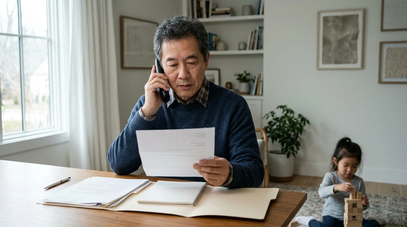 A person reviewing an IRS IRS notice at home.