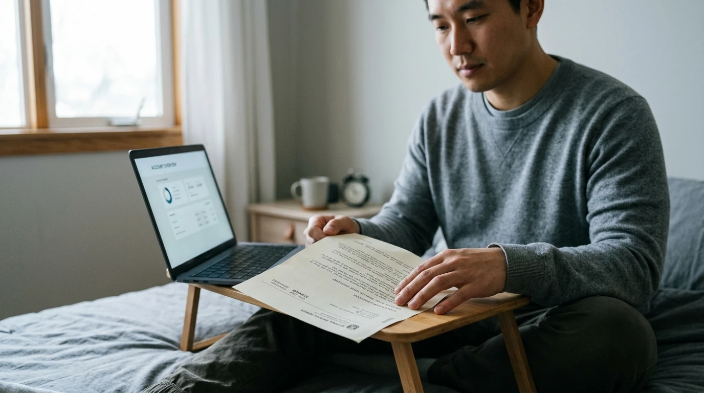 A person reviewing an IRS IRS notice at home.