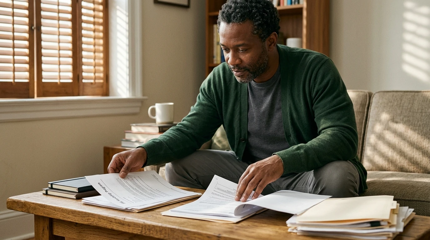 A person reviewing an IRS IRS notice at home.