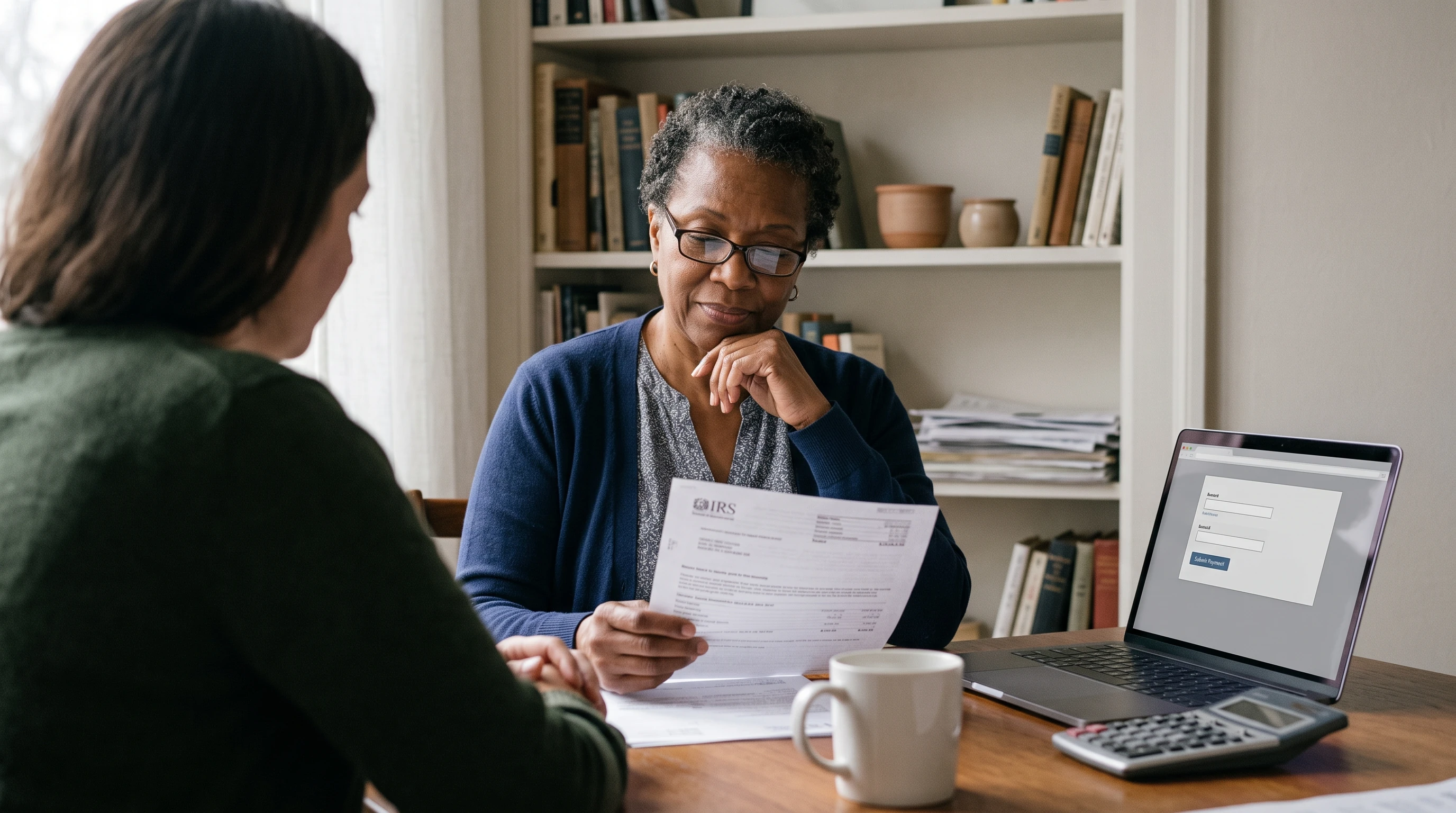 A person at home reviewing paperwork about Installment Agreement Interest Rate.