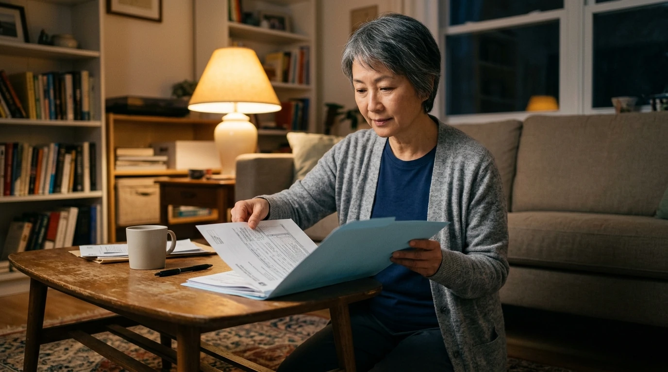 A person reviewing an IRS IRS notice at home.