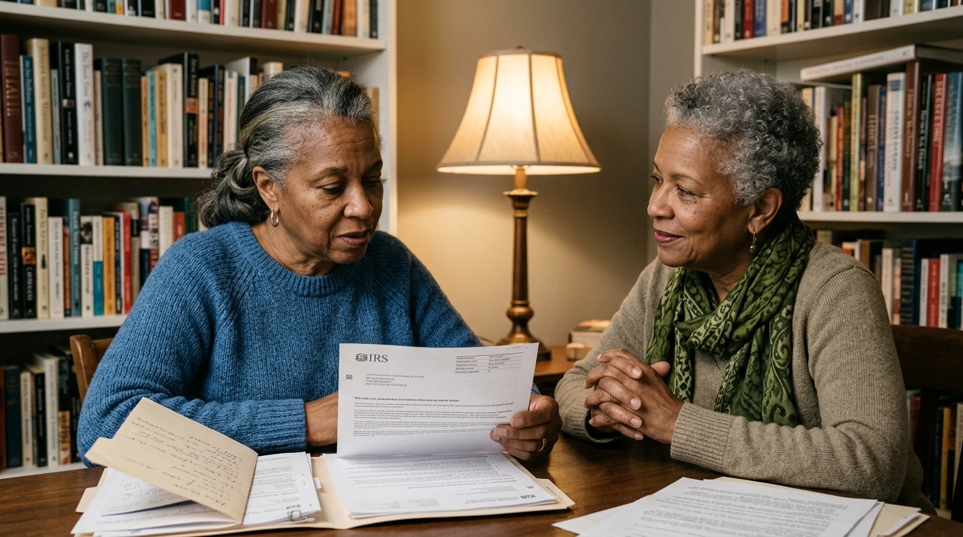 A person reviewing an IRS IRS notice at home.