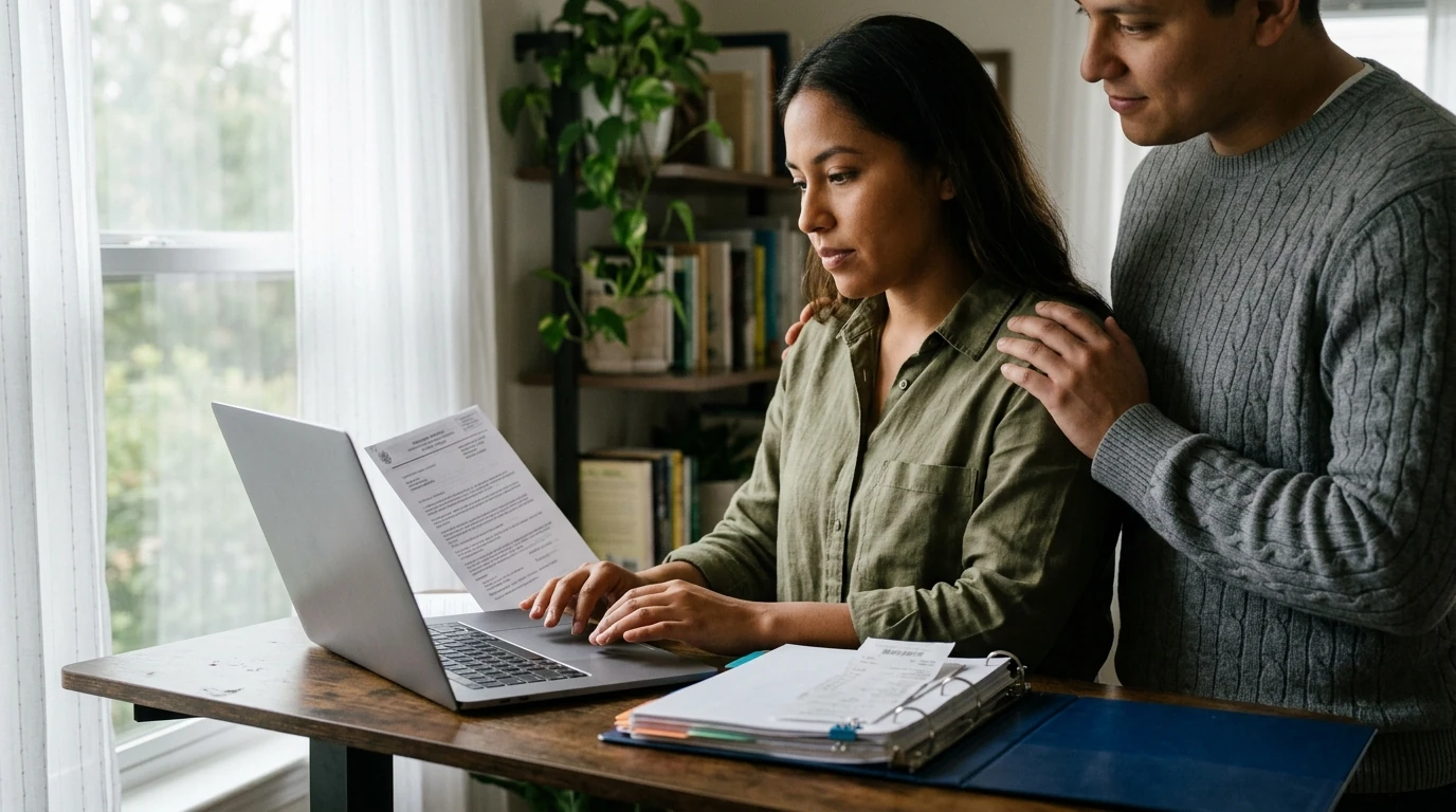 A person reviewing an IRS IRS notice at home.