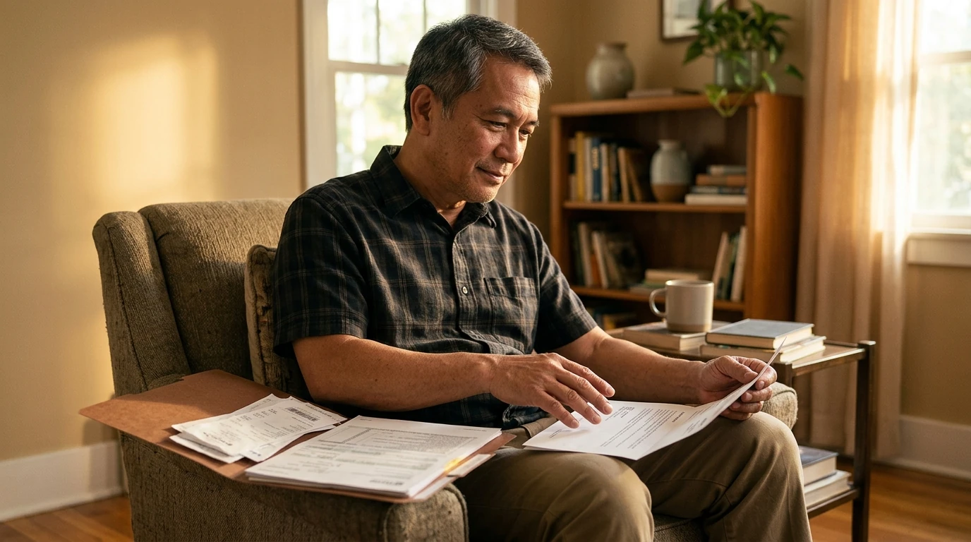 A person reviewing an IRS IRS notice at home.