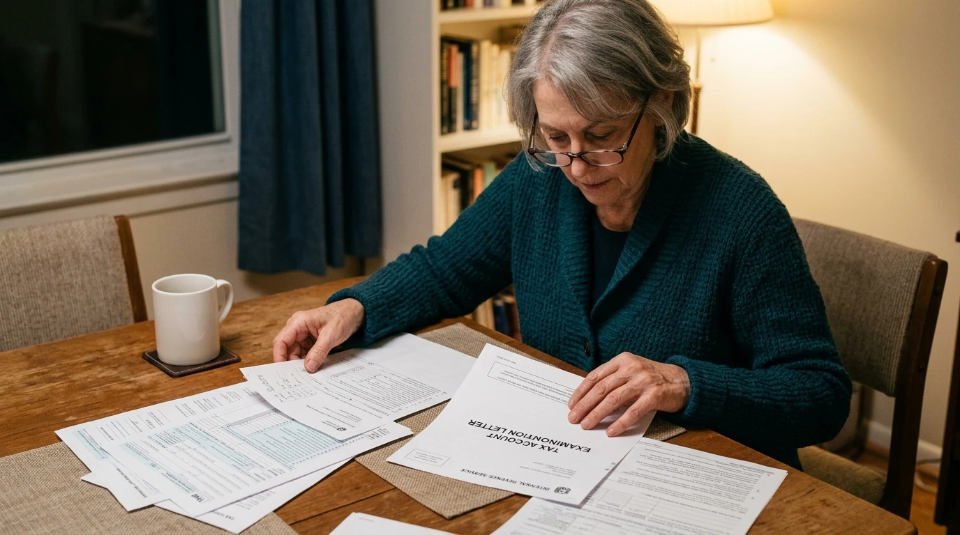 A person reviewing an IRS IRS notice at home.