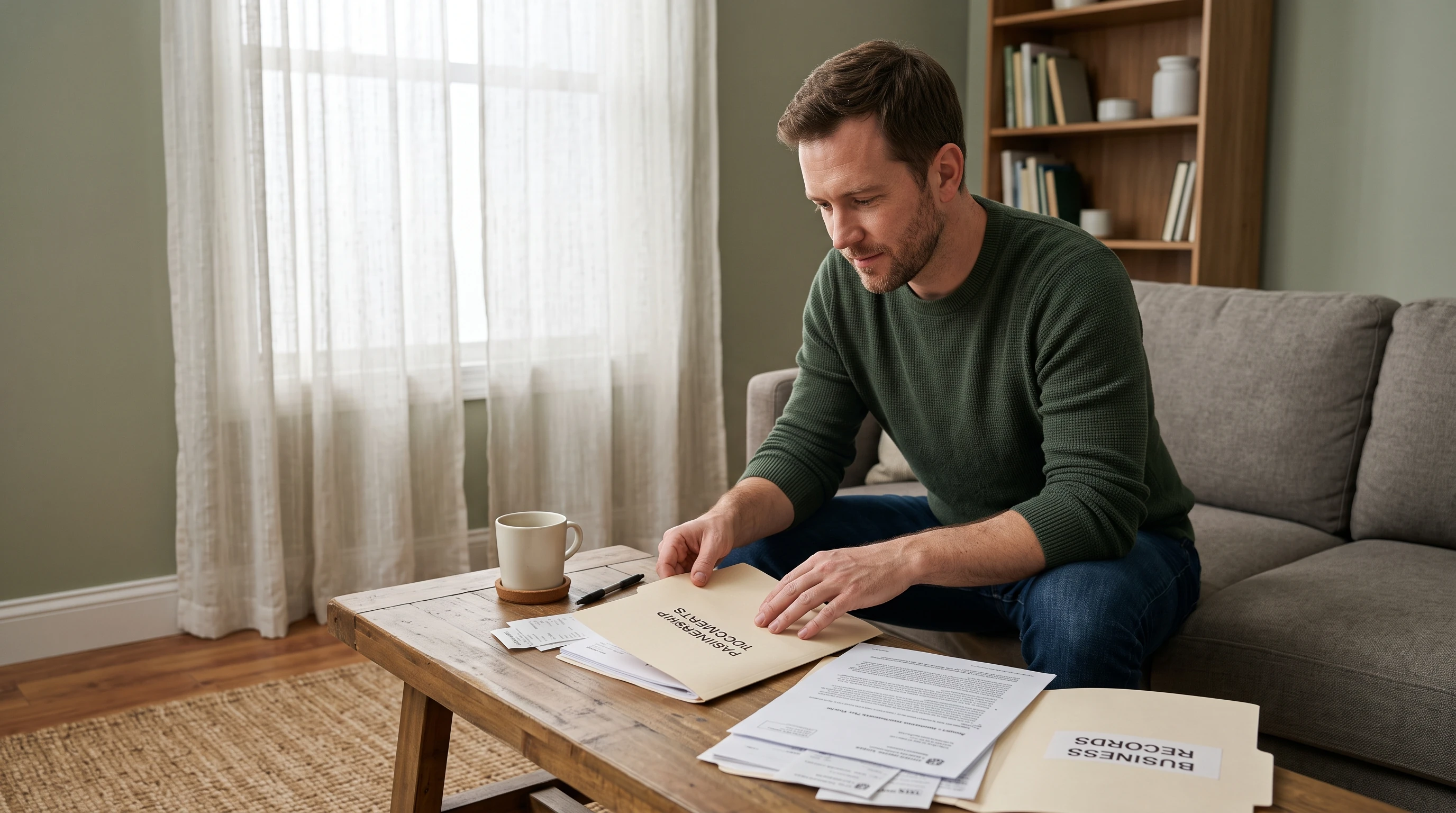 A person at home reviewing paperwork about Partnership Audit Rate.