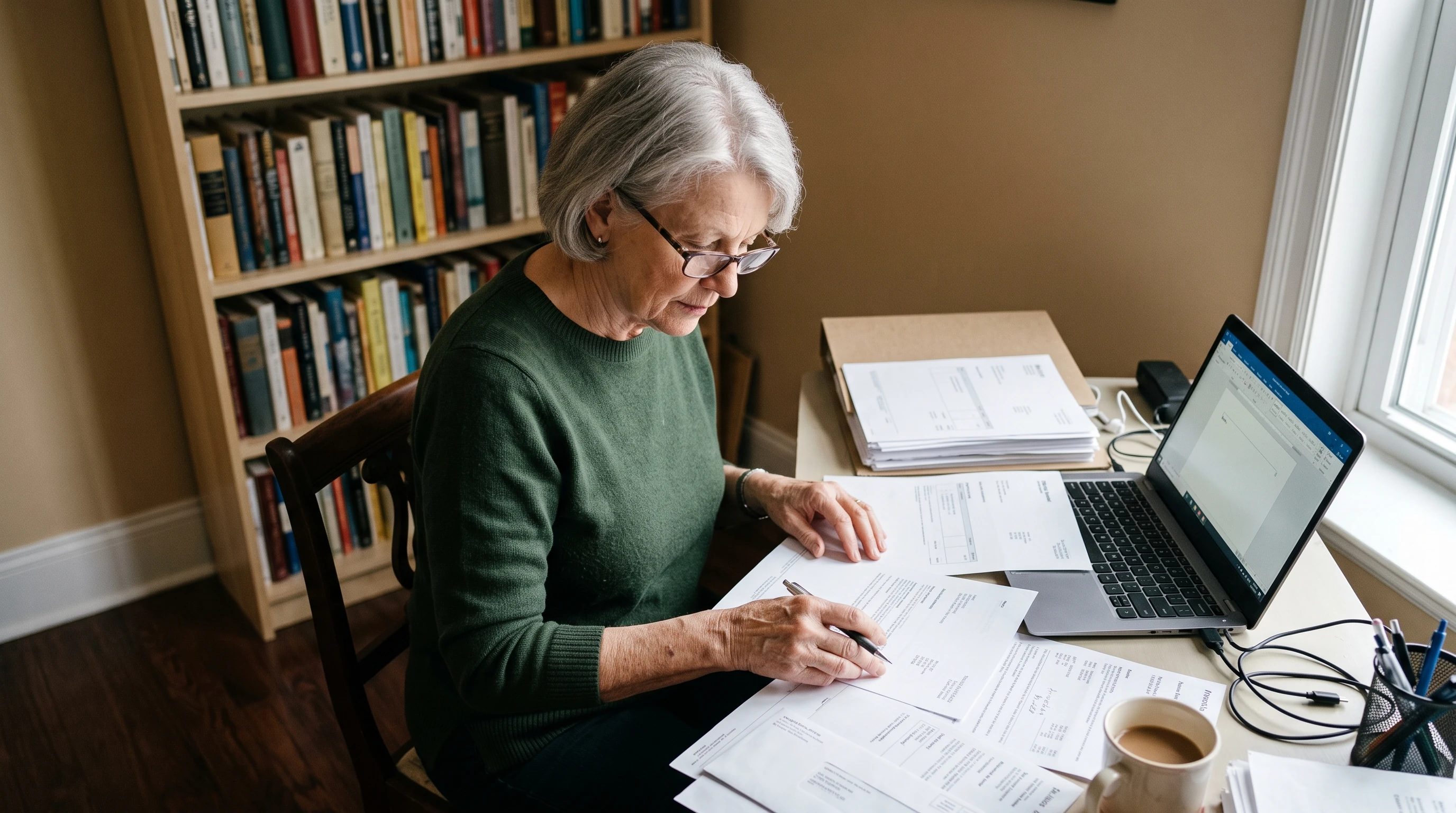 A person at home reviewing paperwork about IRS Seized Business Assets.