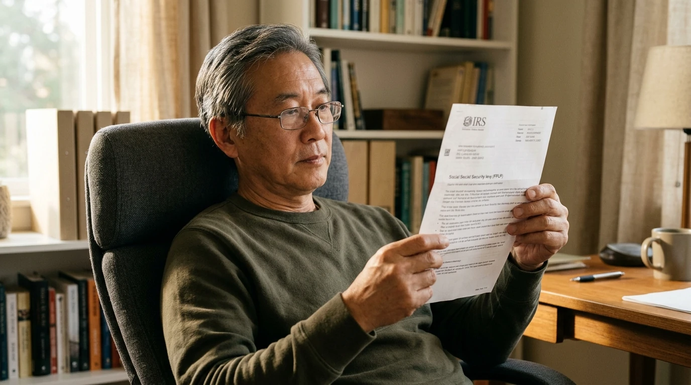 A person reviewing an IRS IRS notice at home.