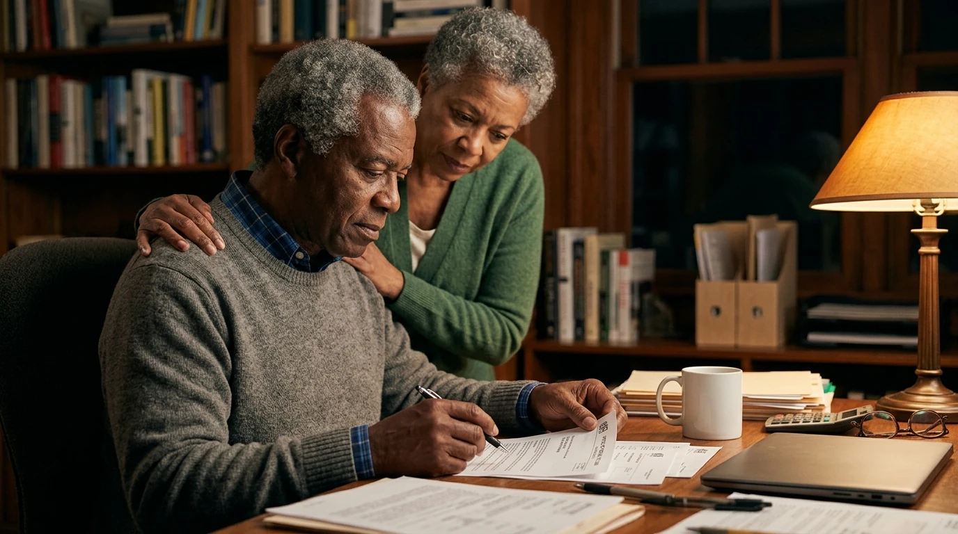 A person reviewing an IRS IRS notice at home.