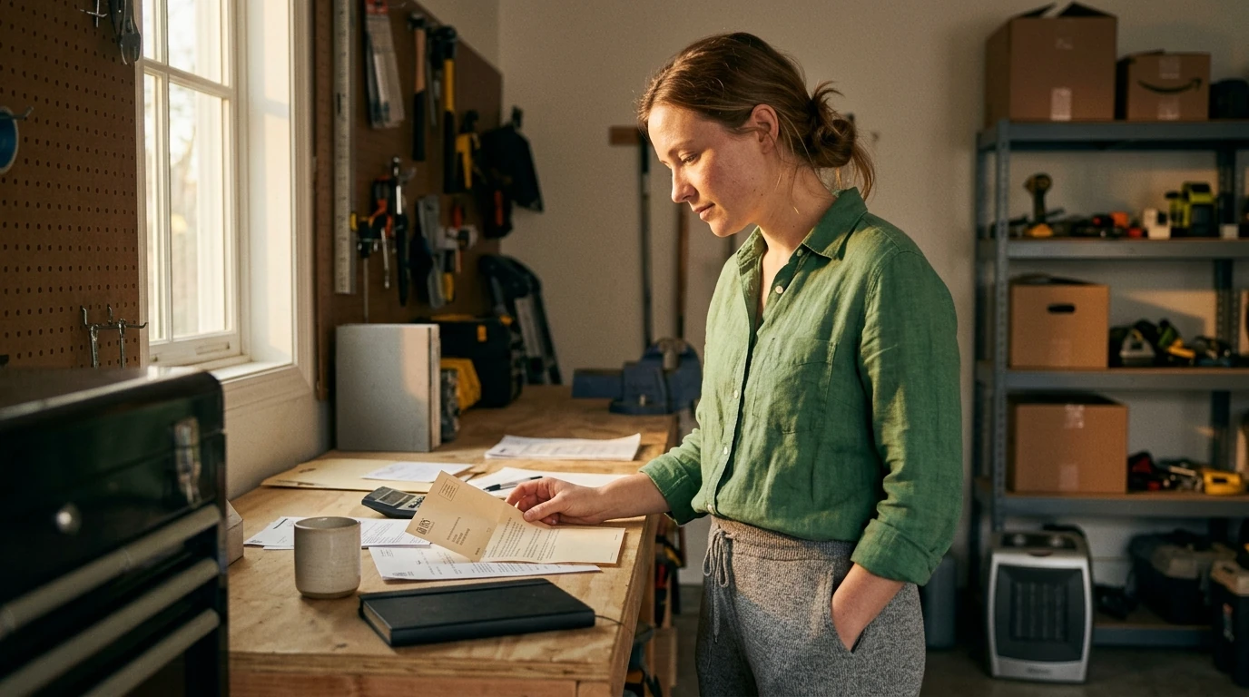 A person reviewing an IRS IRS notice at home.